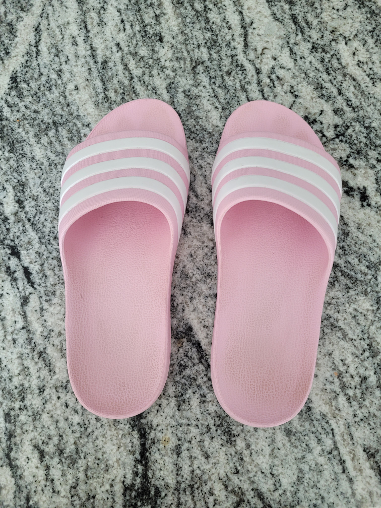 pink Adidas slides thumbnail