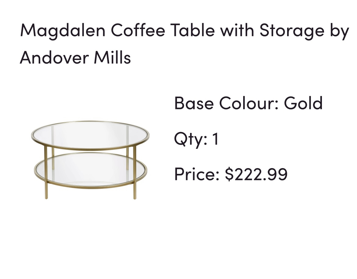 Coffee table - glass- gold - photo 3