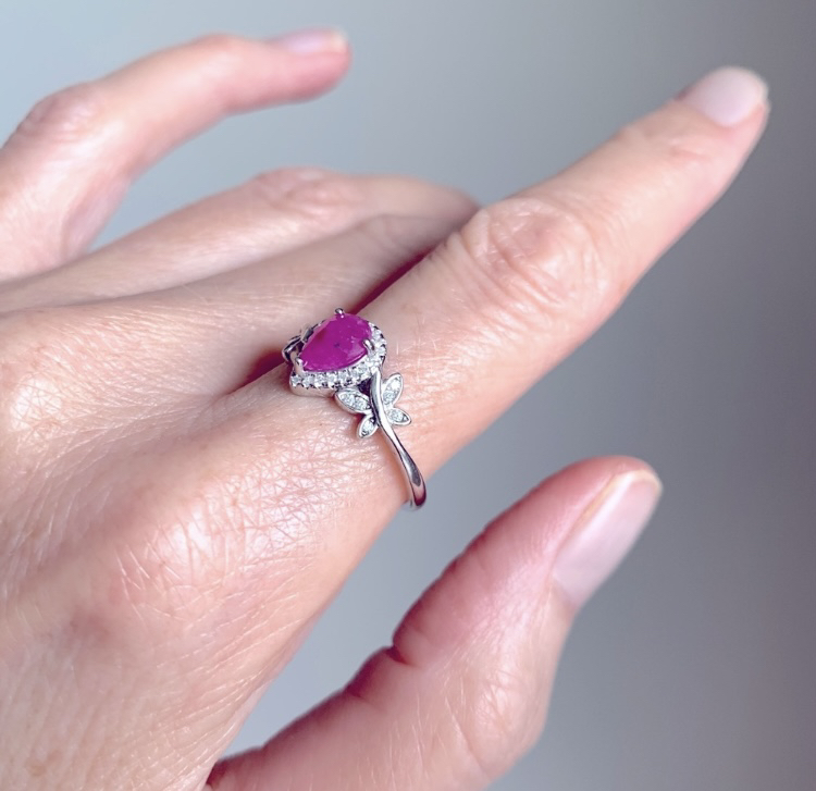 Sterling Silver And Genuine One Carat Ruby Butterfly Ring image indicator(8)