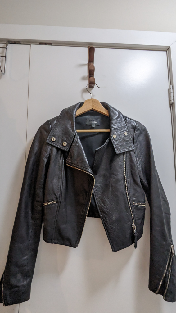 Mackage crop biker leather jacket