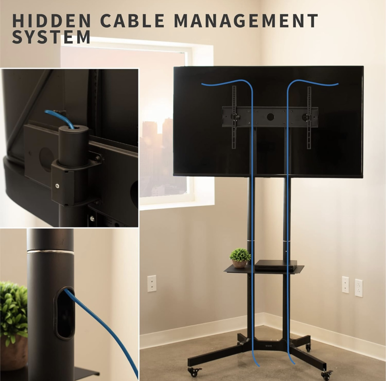 Mobile TV Cart for 32 to 83 inch Screens up to 110 lbs image indicator(4)