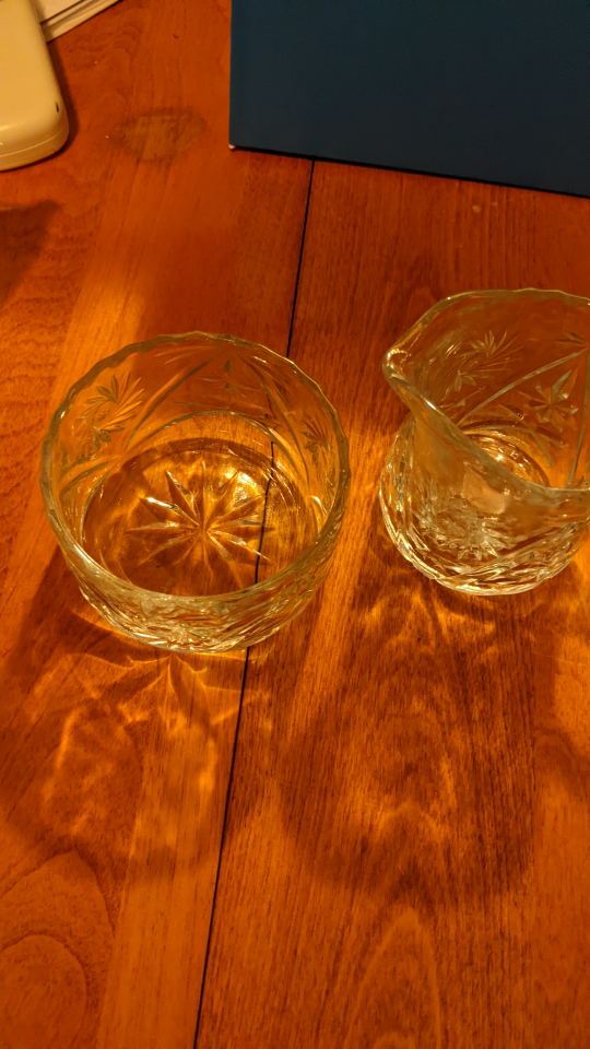 antique cream and sugar Plus butter dish Crystal - photo 2