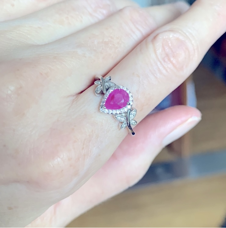 Sterling Silver And Genuine One Carat Ruby Butterfly Ring image indicator(7)