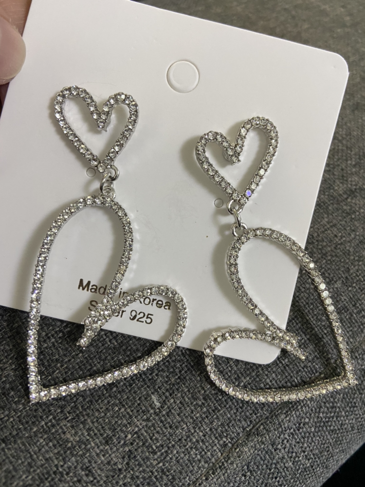 Brand new heart ❤️ shaped earrings             Silver left - photo 2