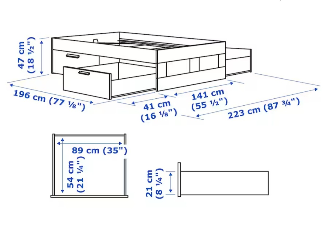 Ikea Brimnes double storage bed and headboard - photo 4