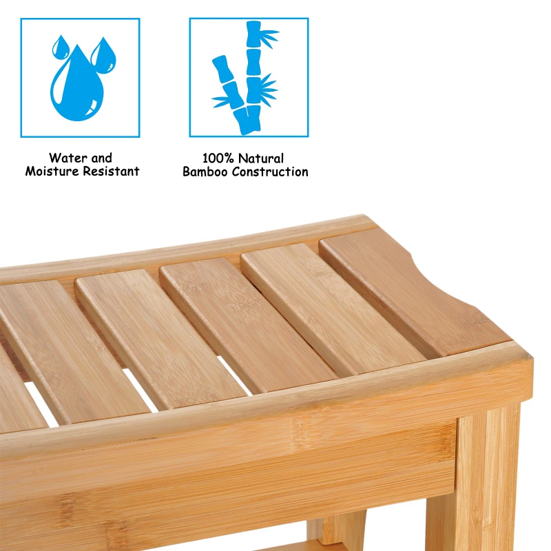HOMCOM 20" Bamboo Shower Bench Bathroom Stool - photo 5