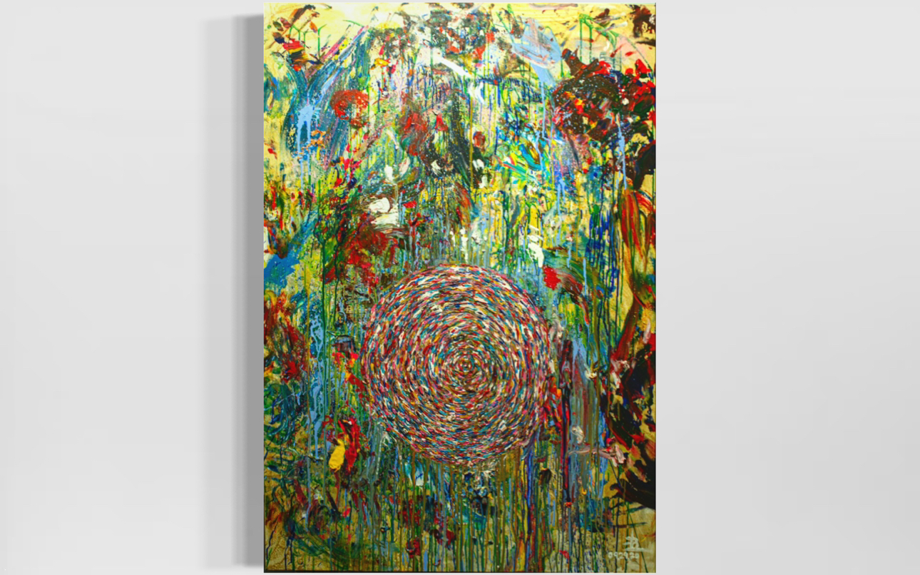 "Filled" acrylic abstract painting Size 36"x48" image indicator(3)