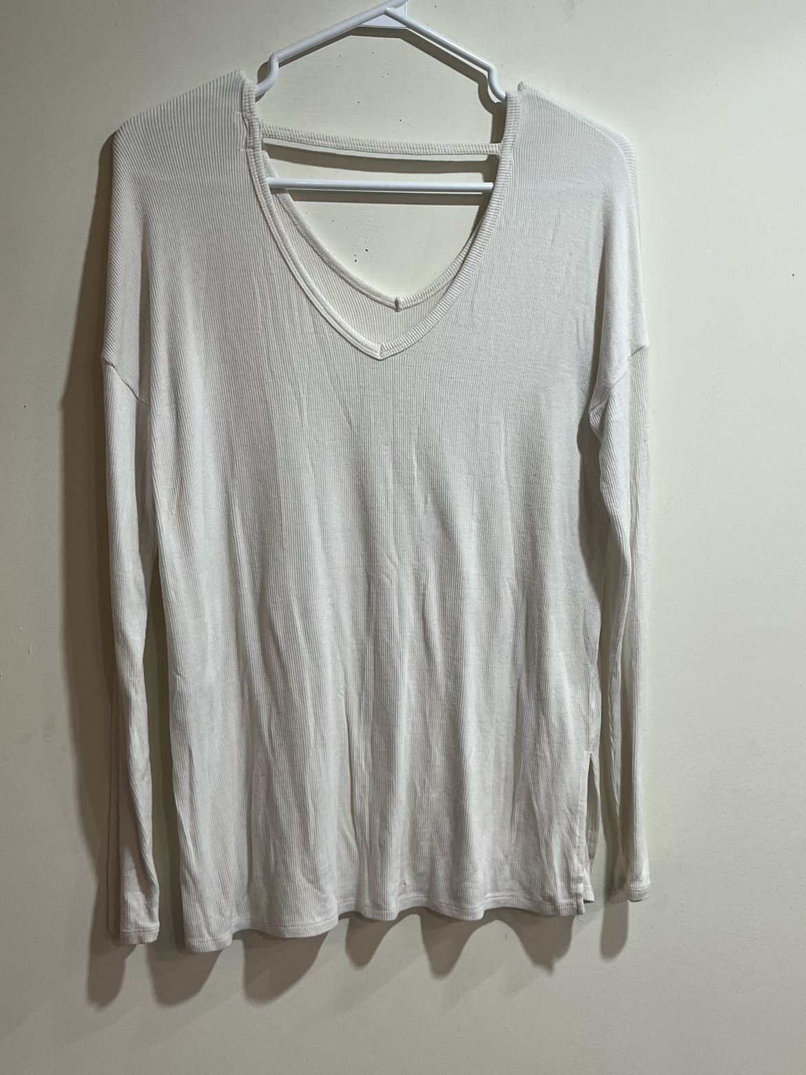 Garage white ribbed long sleeve shirt sz XS / S - photo 3
