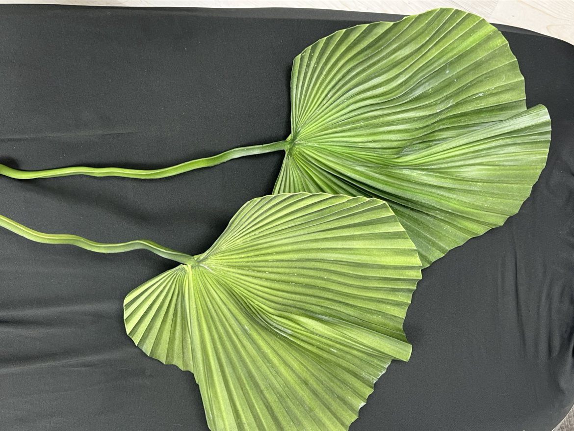 Faux green decorative leaves