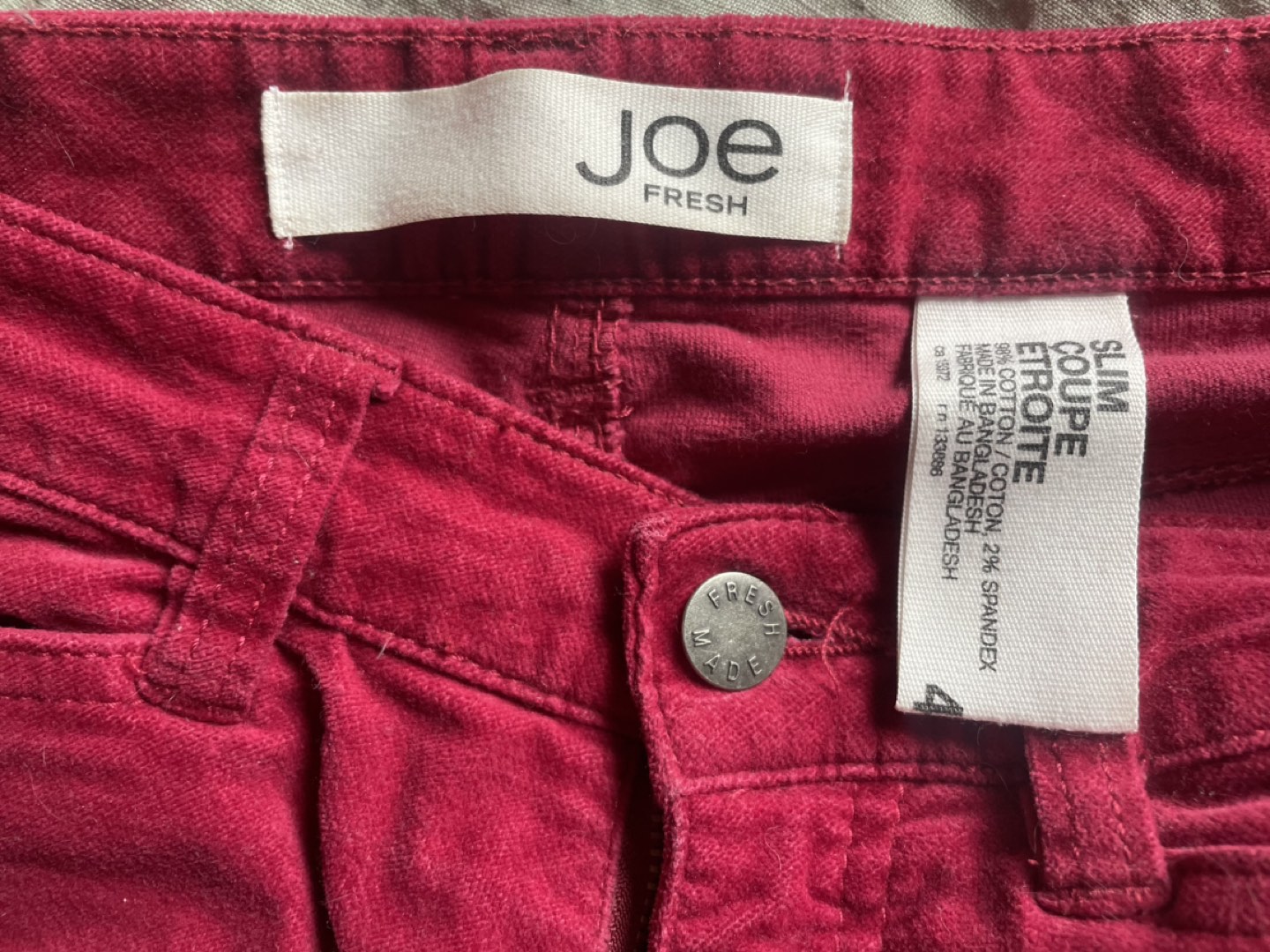 ❄️ Joe Fresh corduroy pants red berry velvet image indicator(3)