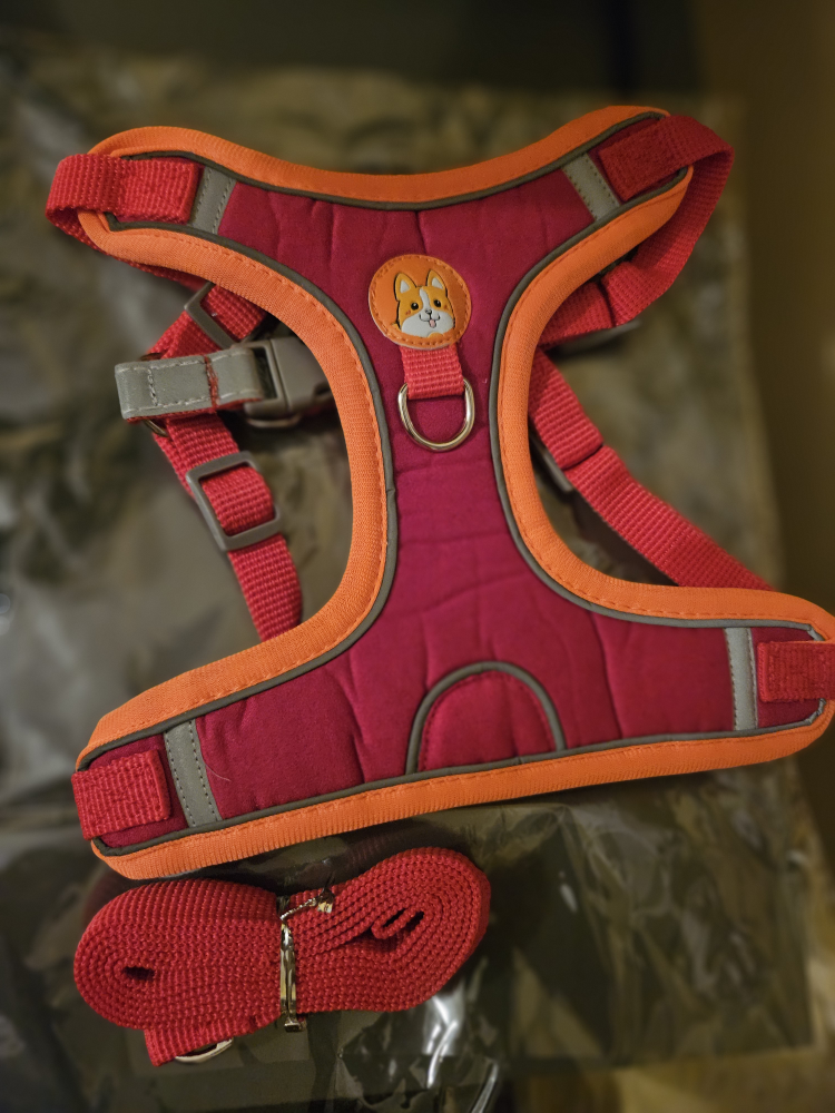 New Dog Puppy Harness and Leash Red Set - photo 4