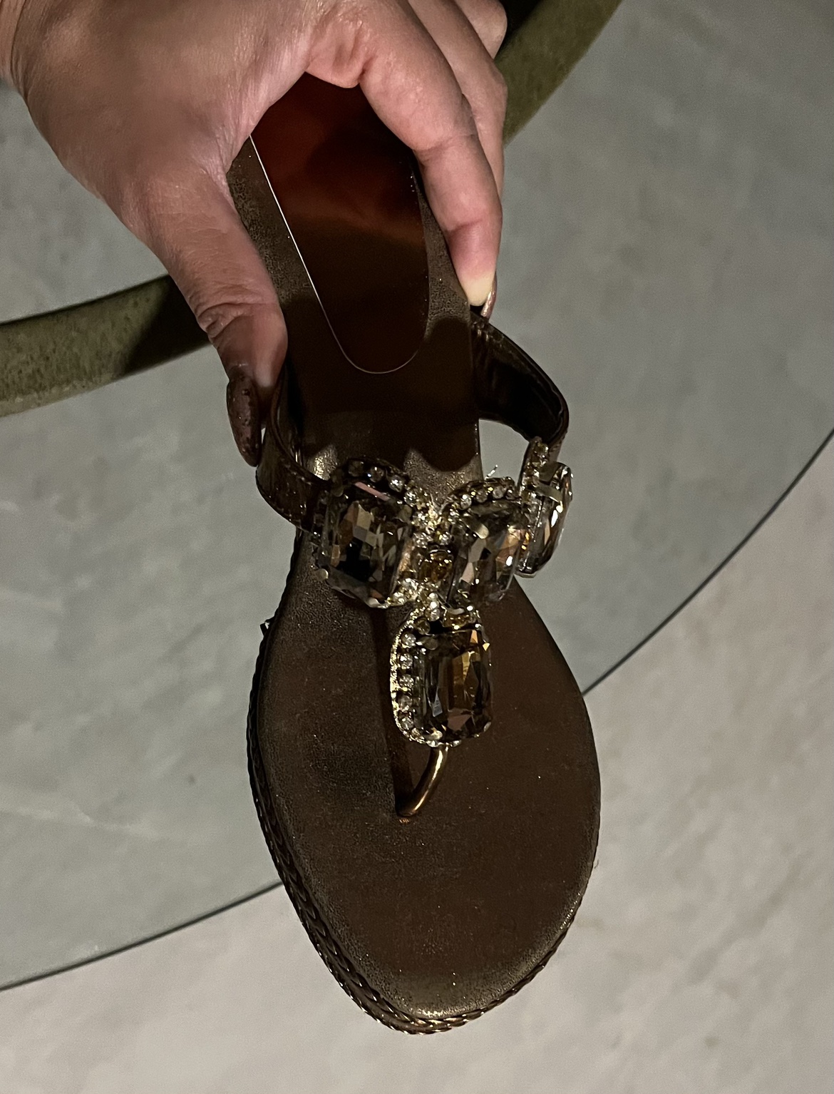 Brand NEW! Metallic brown wedge sandals with Crystals. Size 8 image indicator(6)