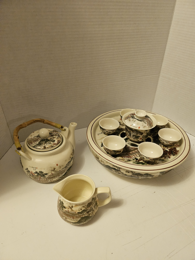12 peice asian tea set