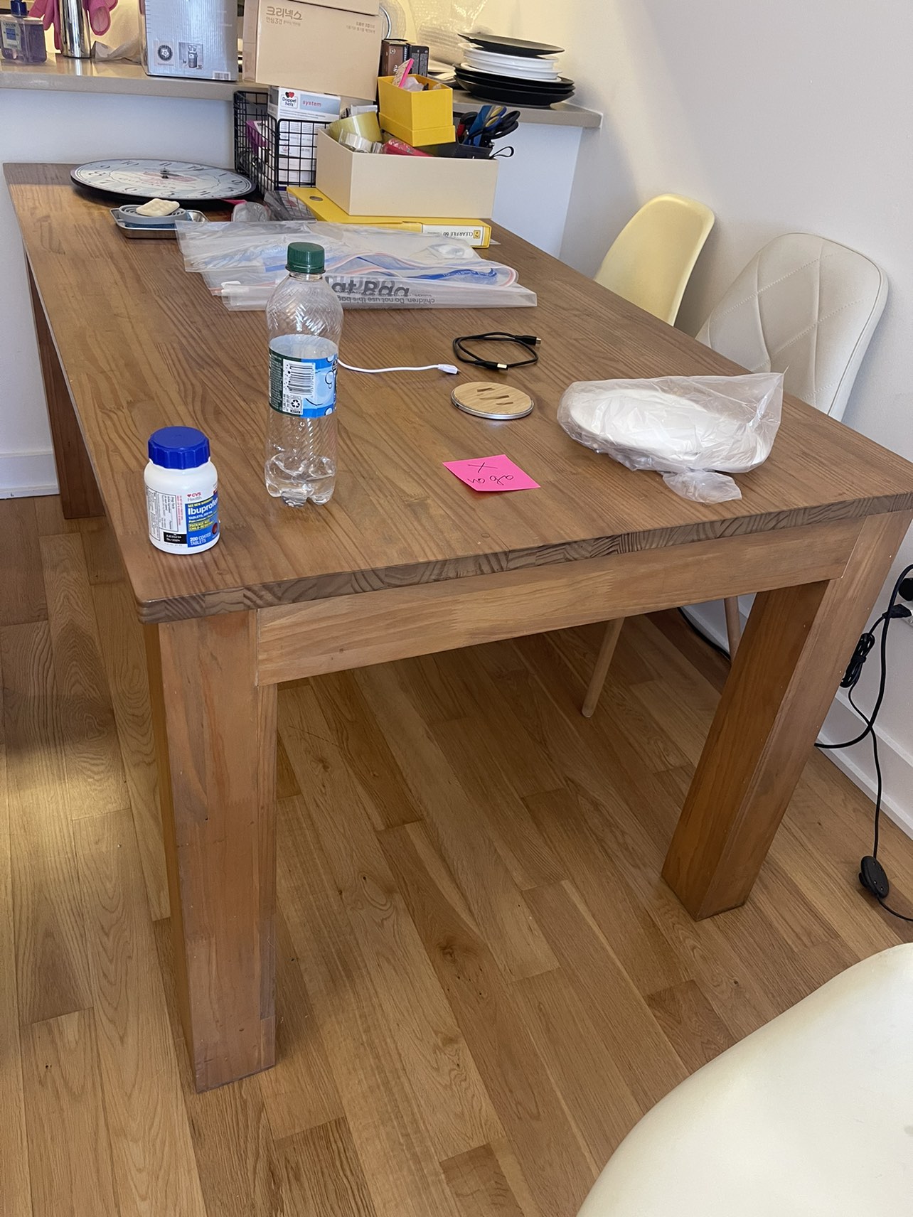 Wood Table with two drawers
