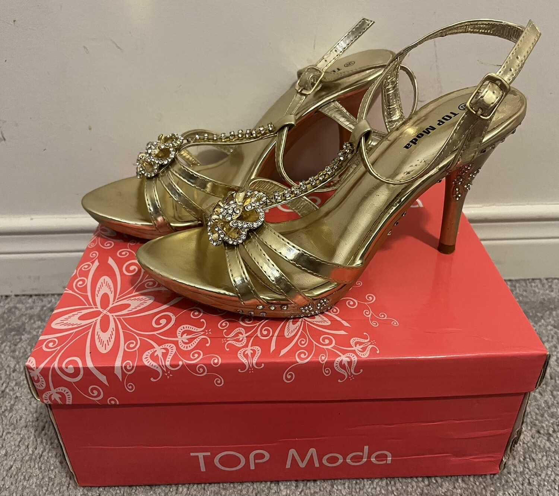 Women's Open Toe Gold Heels - photo 2