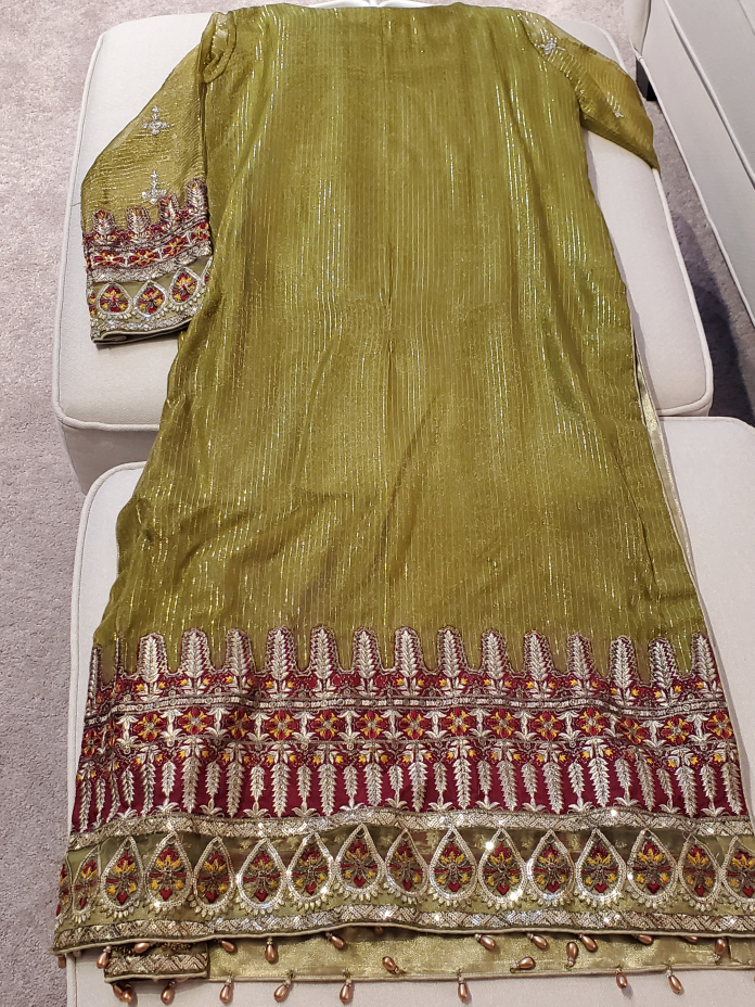 Olive Green Formal Pakistani/Indian Outfit - photo 2