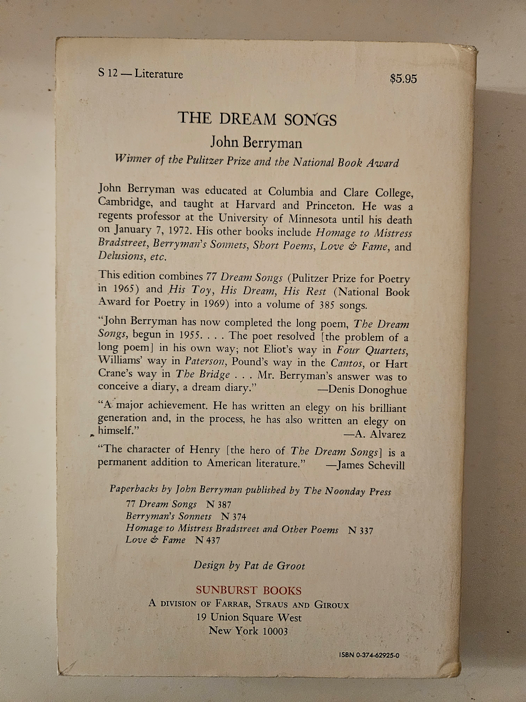 The Dream Songs by John Berryman: poetry collection - photo 2