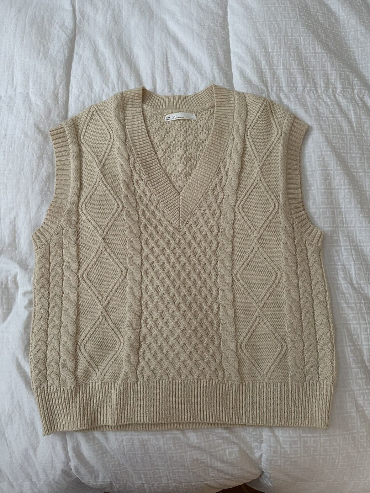 oak + fort cream oversized sweater vest XS thumbnail