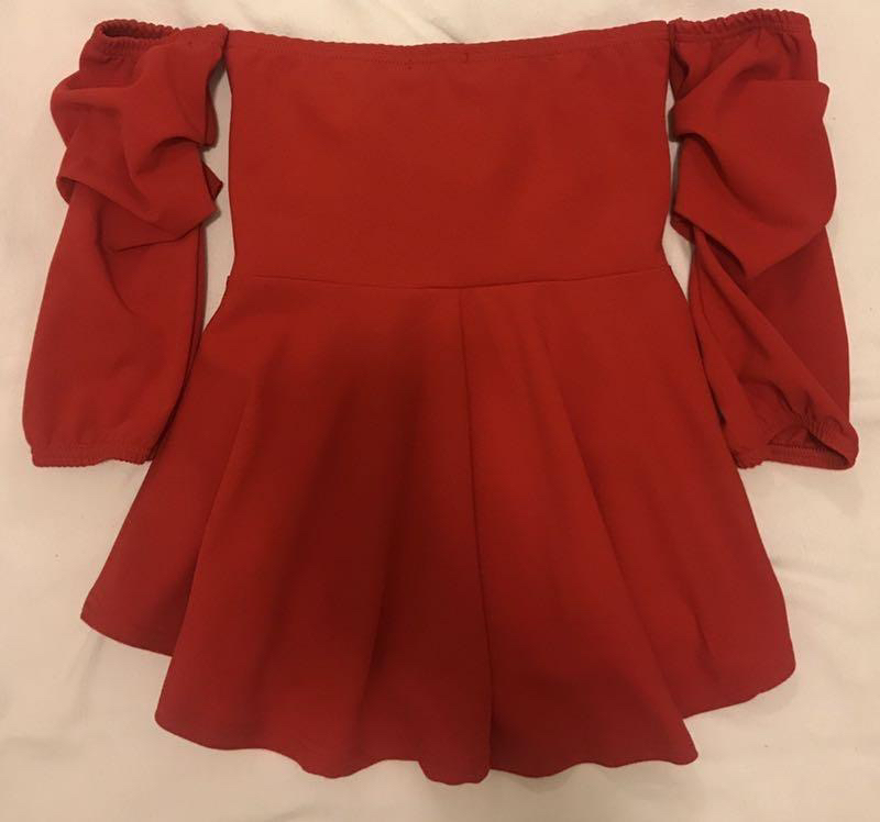 BooHoo Off The Shoulder Red Top - photo 3
