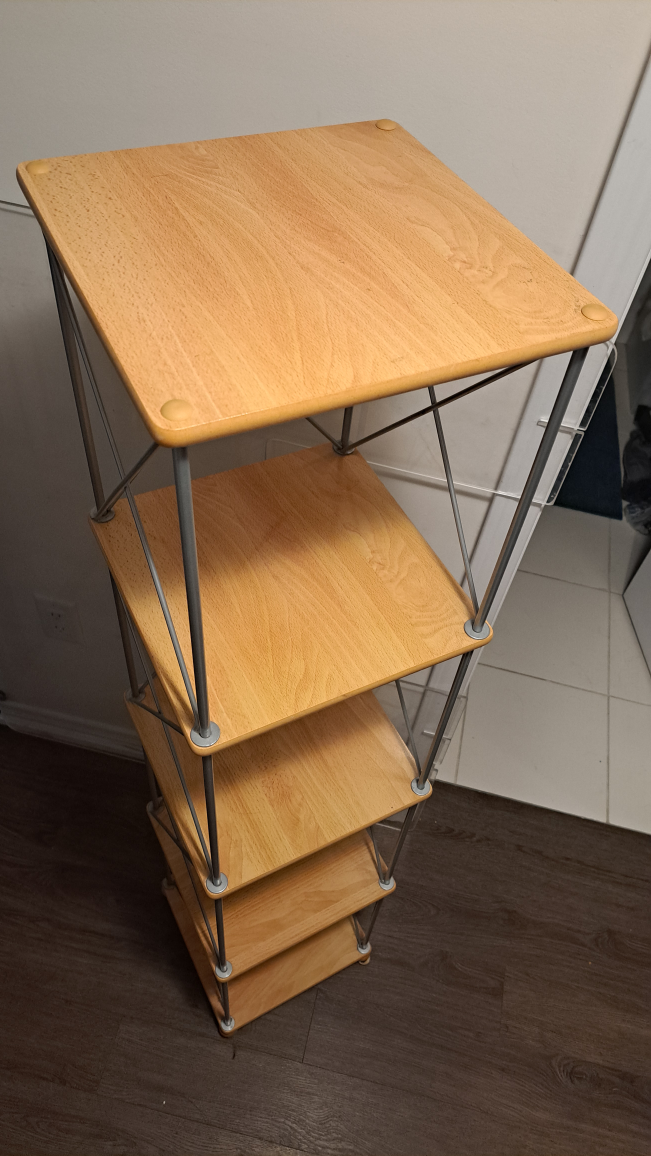 4 tier wood shelving unit with metal brackets - photo 3