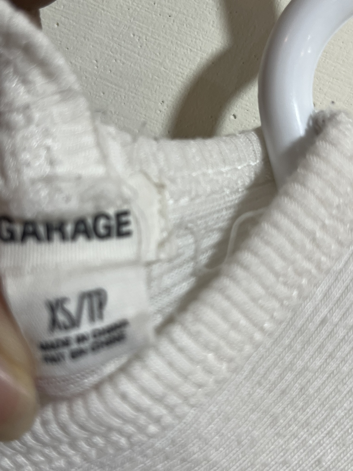 Garage white ribbed long sleeve shirt sz XS / S - photo 2
