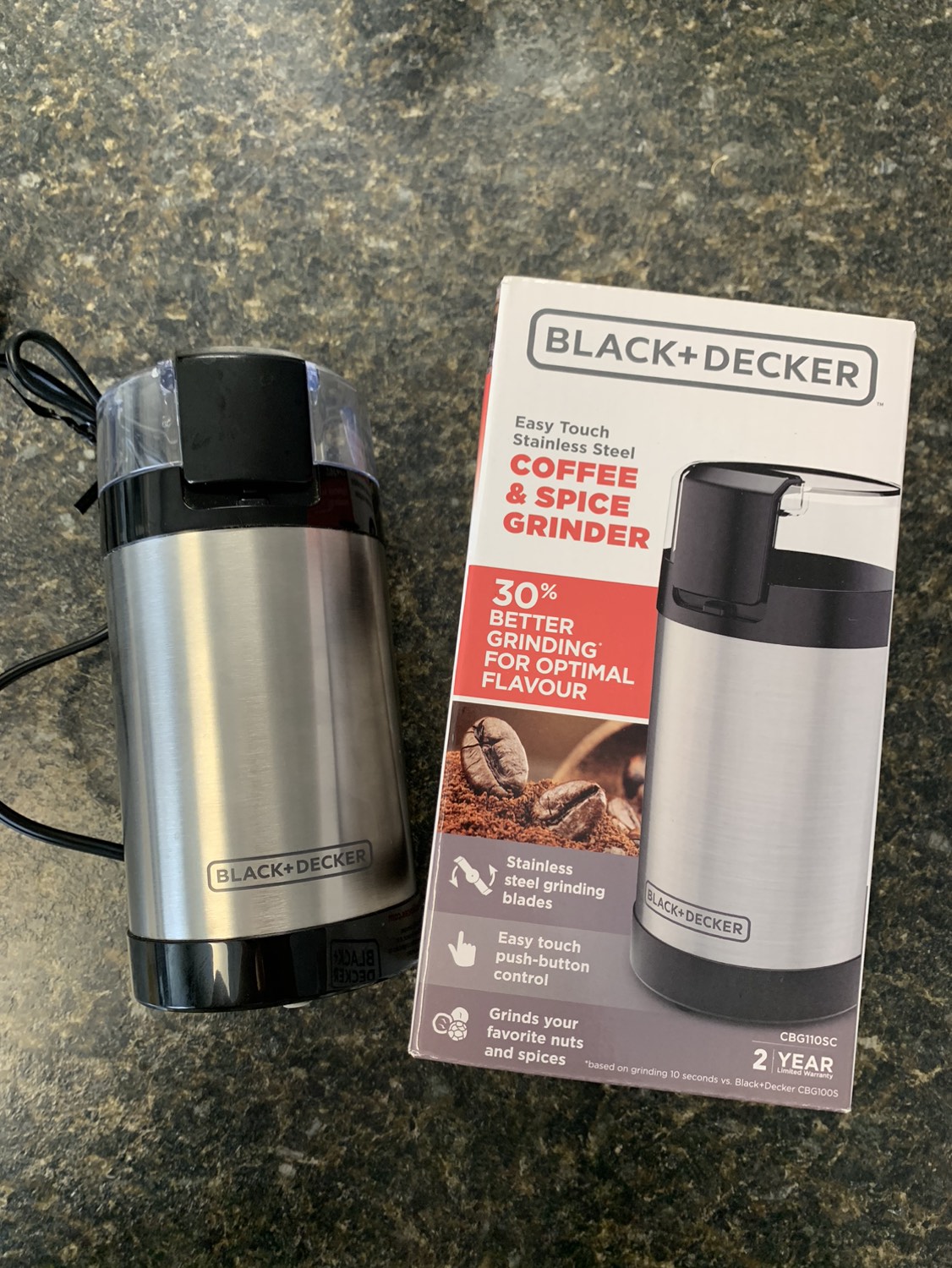 Easy One-Touch Coffee/Spice Grinder, Stainless Steel, 12-cup