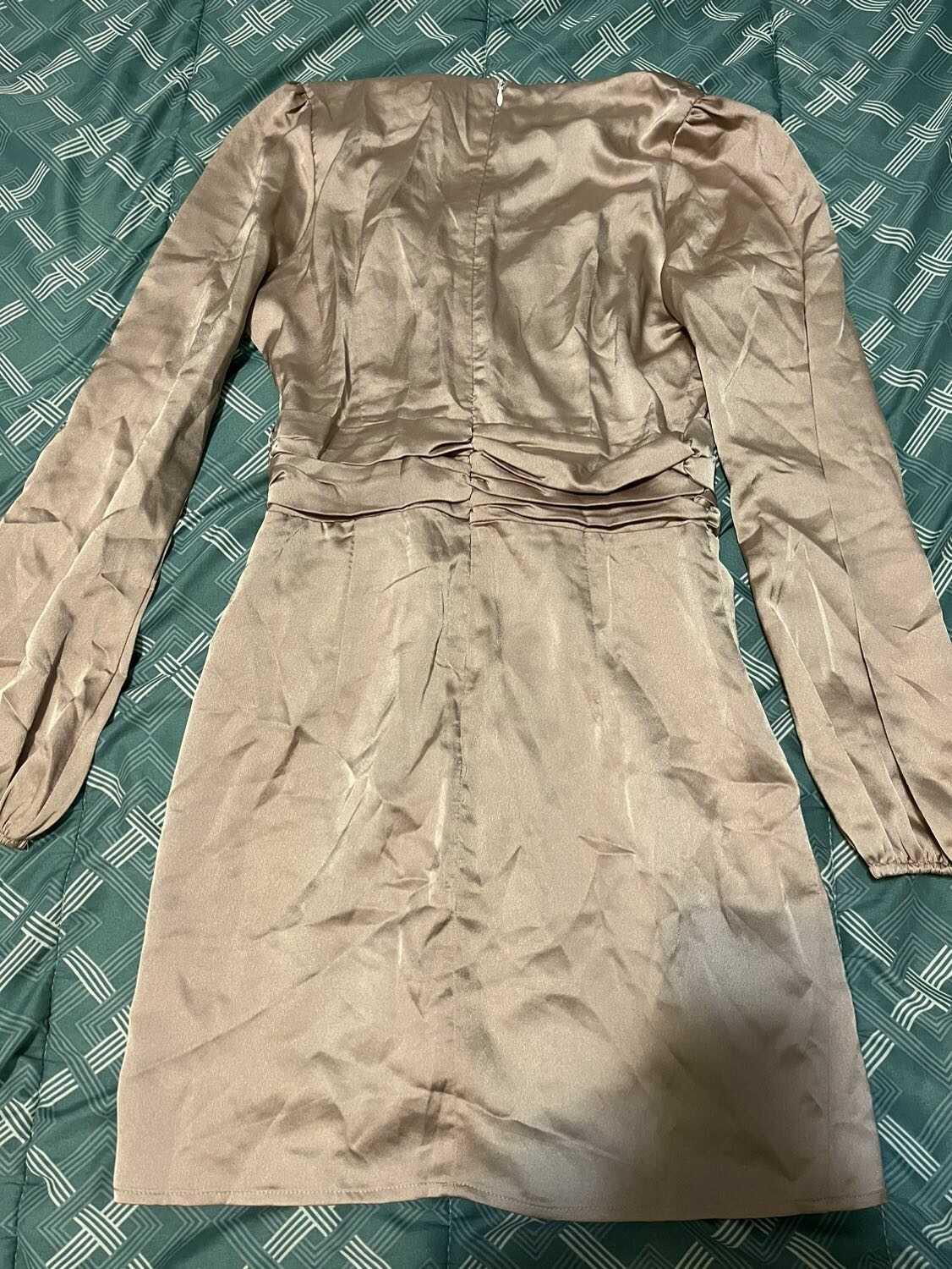 Long Sleeve Satin Mini Dress - photo 4
