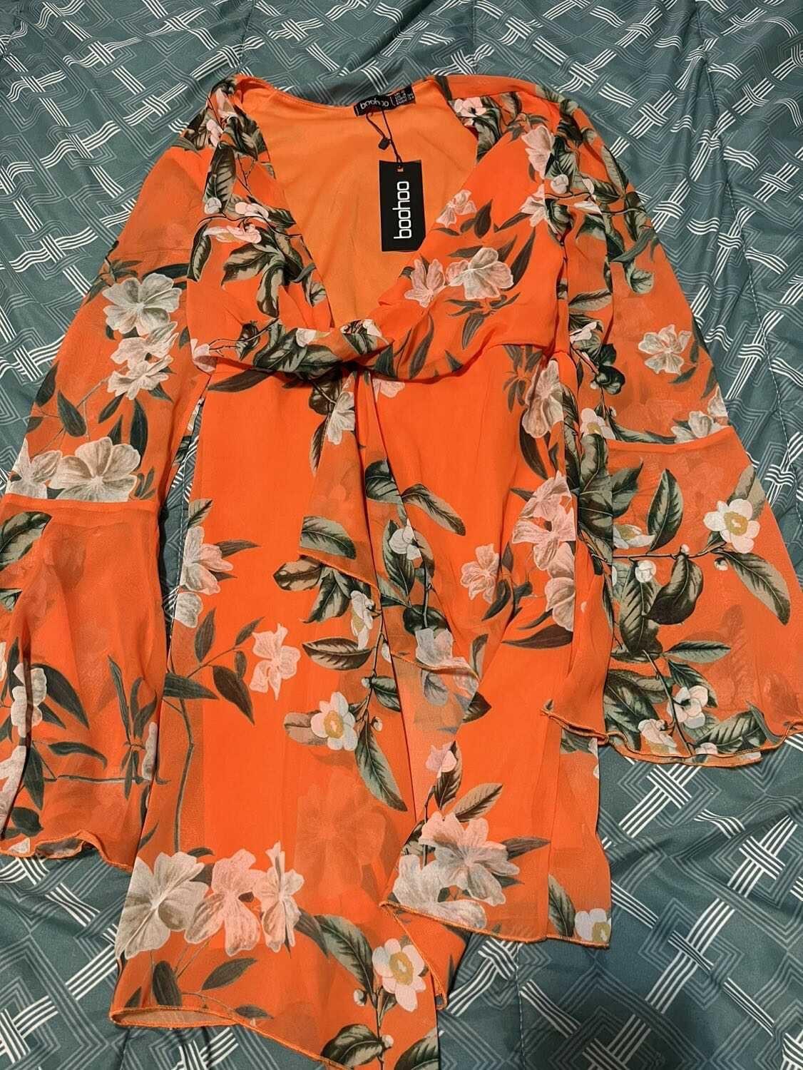 BooHoo Long Sleeve Orange Dress - photo 4