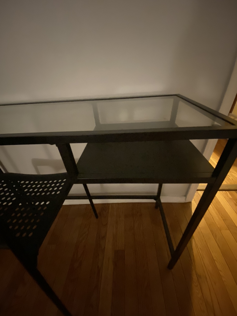 Ikea glass table/ Vanity with chair - photo 3