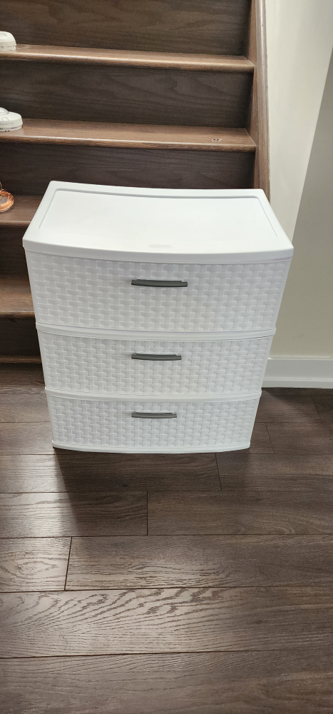 Sterilite 3 Drawer Wide White Weave Tower