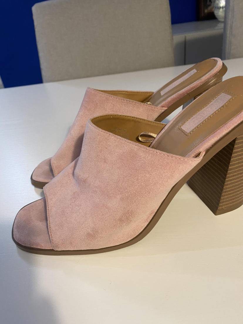 Forever 21 Pink Suede Peep Toe Mules - photo 2