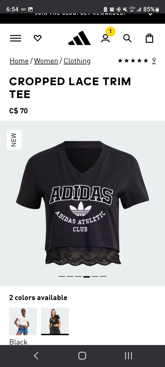 Brand new with tags! Adidas crop tee w/lace image indicator(2)
