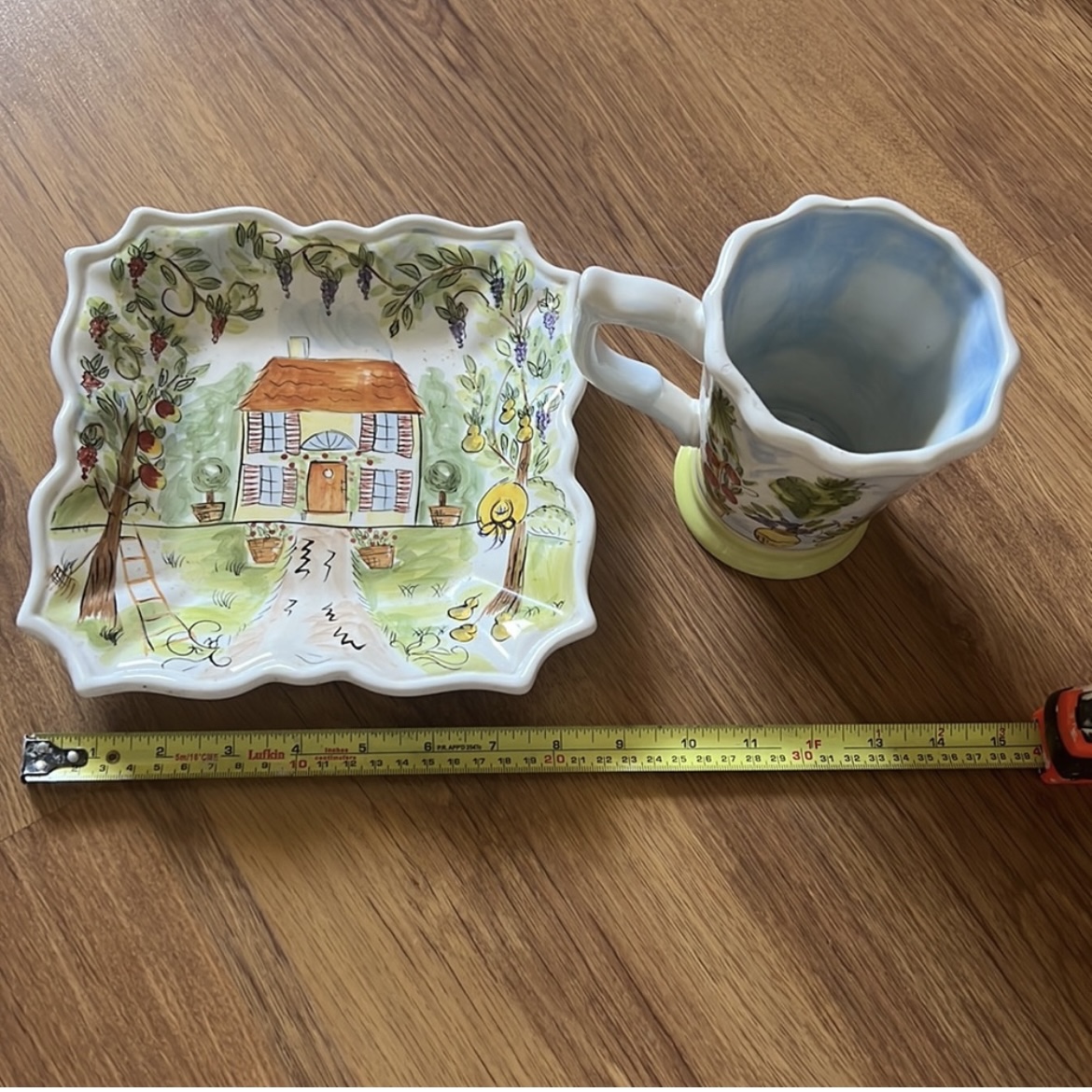 Dario Farrucci hand painted square plate & mug image indicator(8)