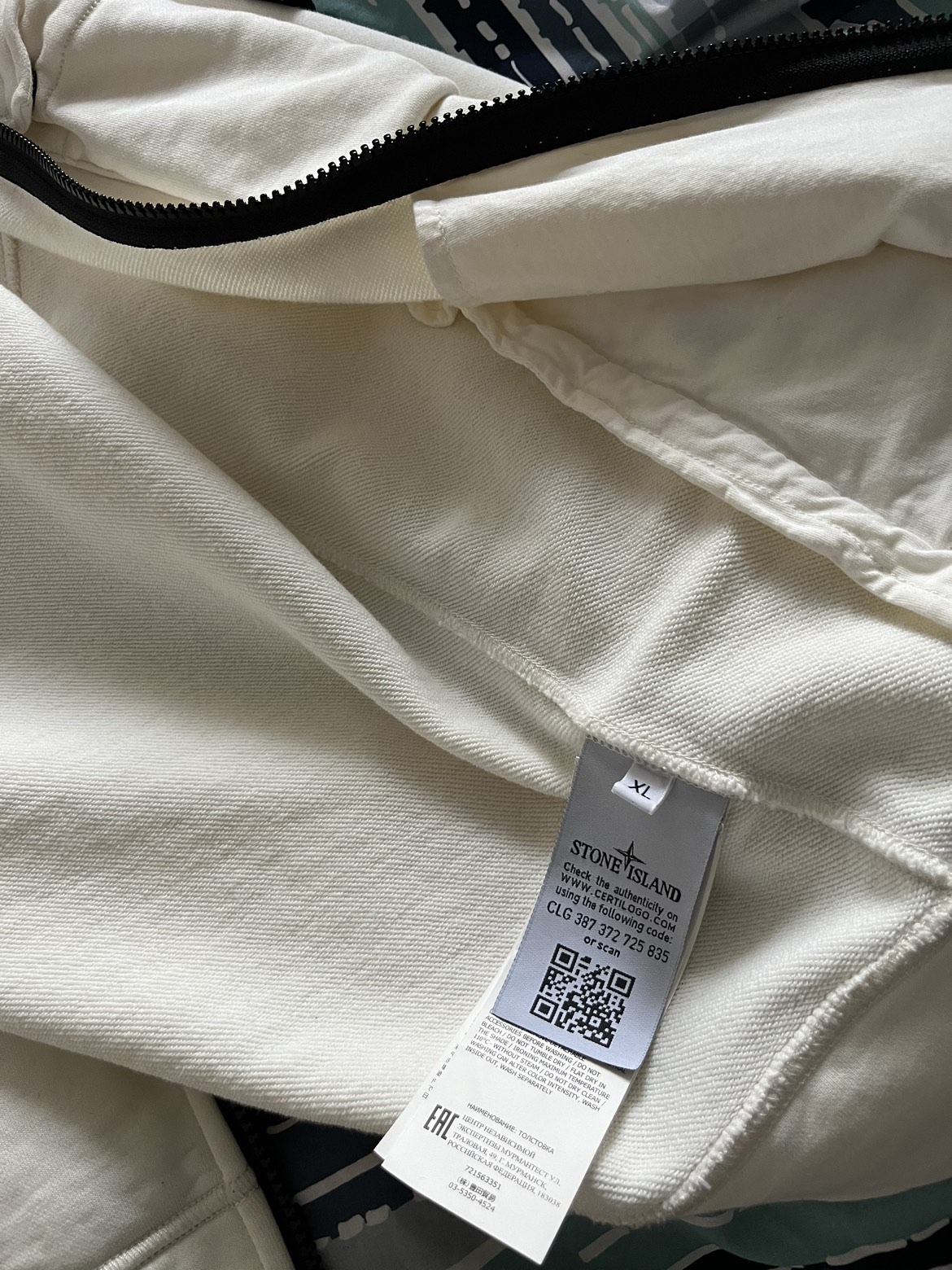 White stone island zip up sweatshirt image indicator(3)