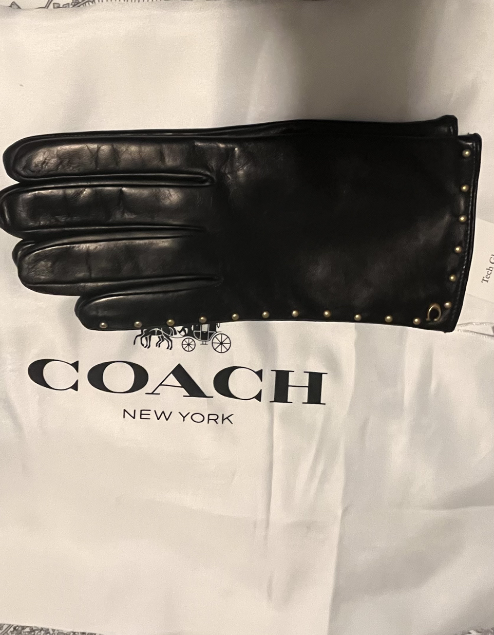 Coach Black Leather Gloves SZ 7 thumbnail