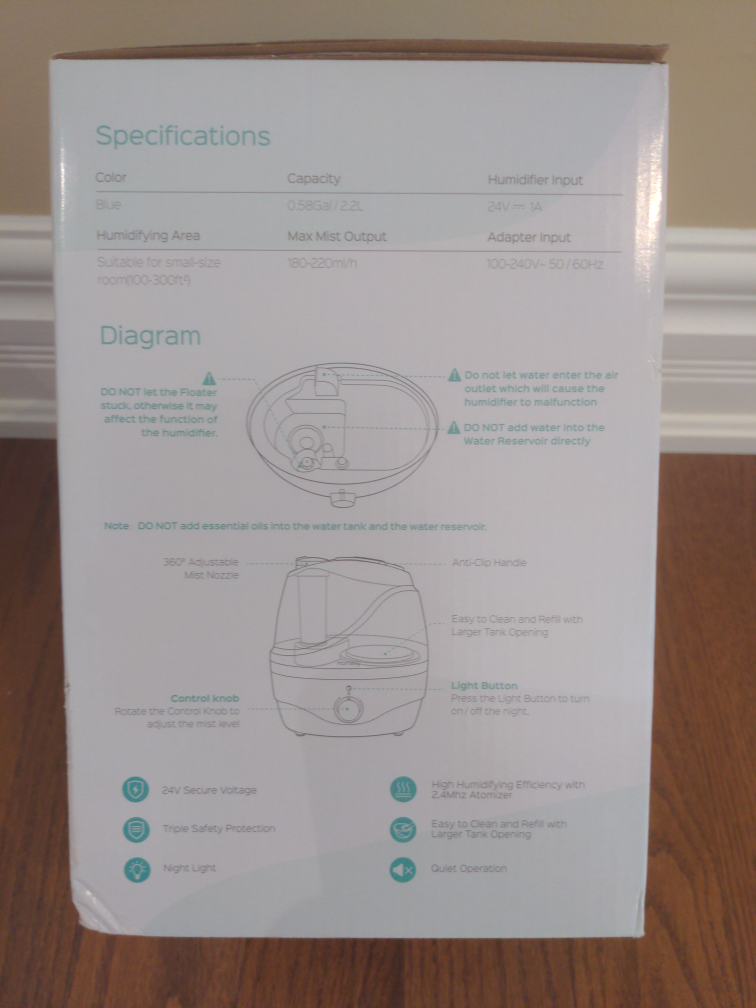 Homasy humidifier - new-2.2L