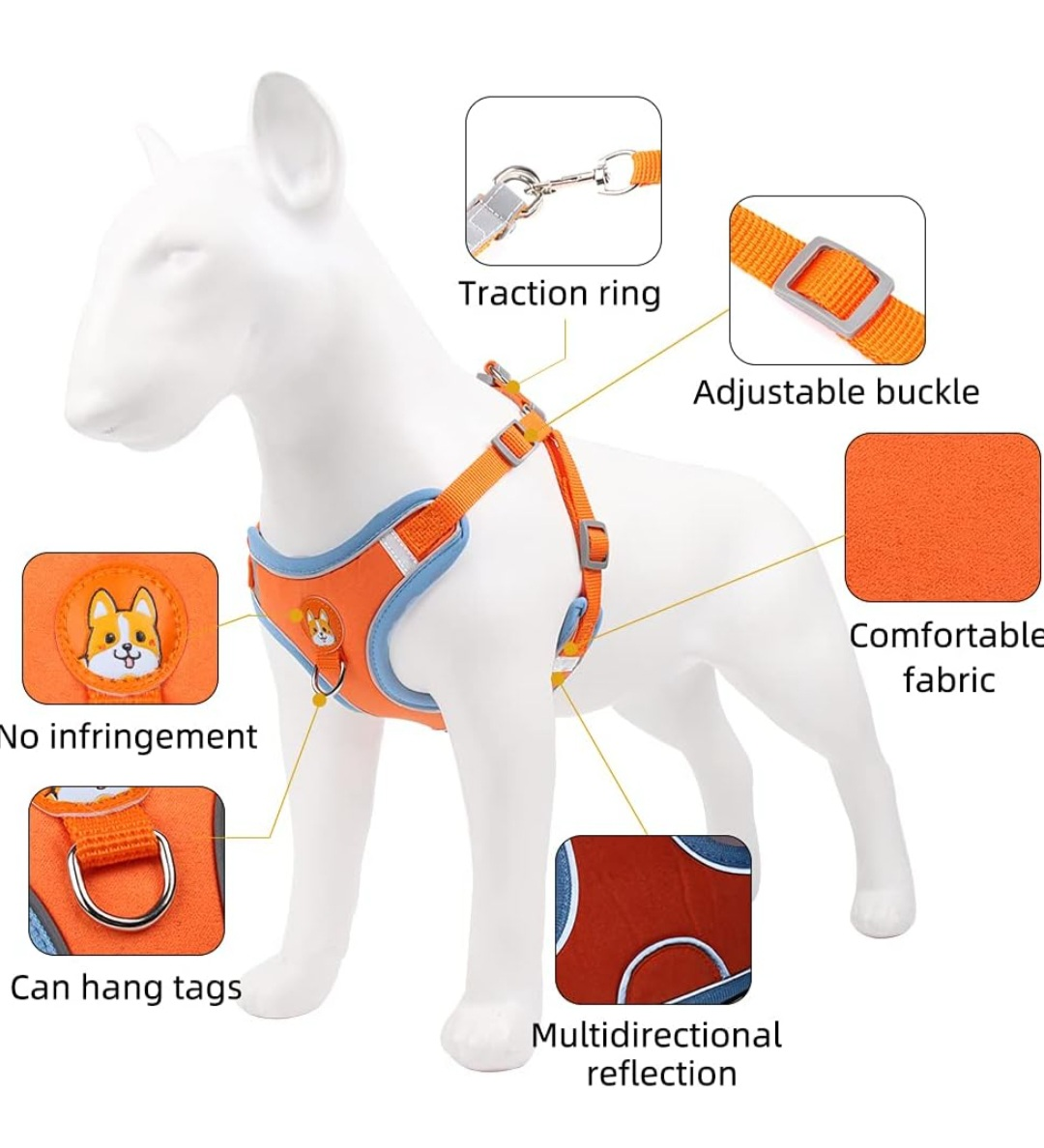 New Dog Puppy Harness and Leash Red Set - photo 5