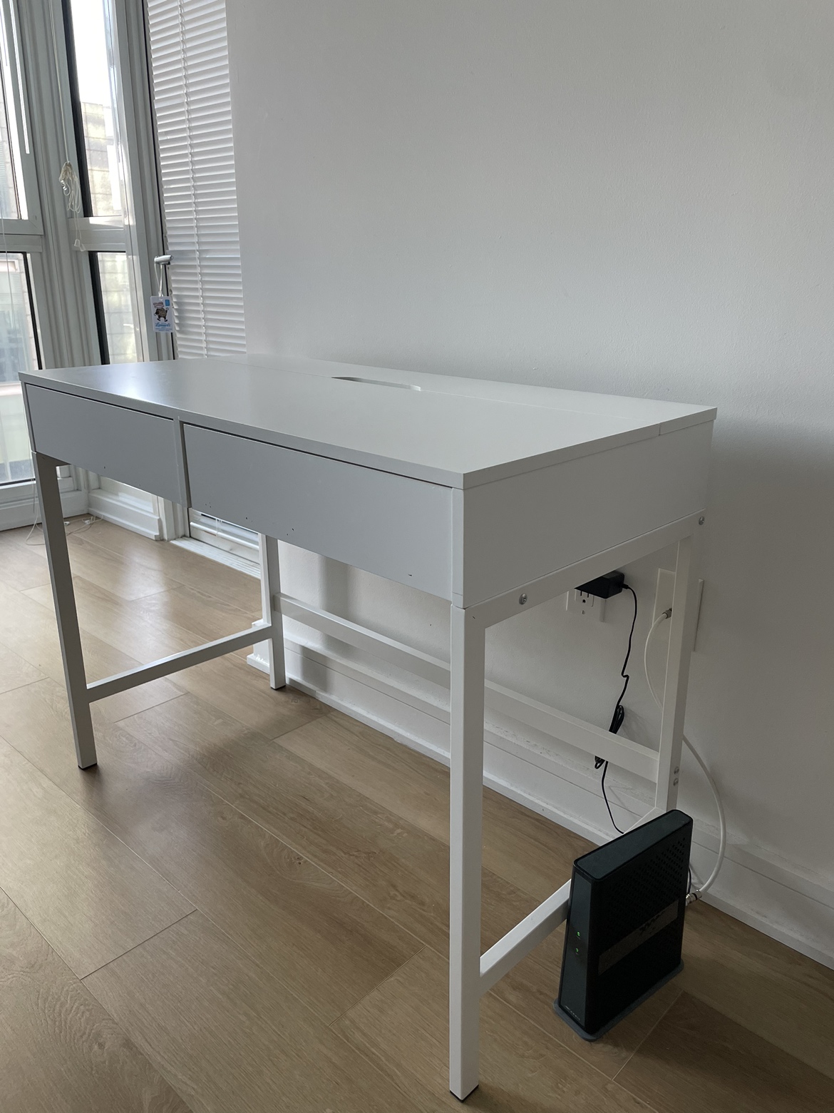 Computer Desk, Modern Simple 40 inch White Desk with 2 Drawers - photo 3