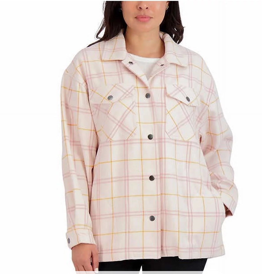 HFX Women's Long Sleeve Cozy Shacket Shirt Jacket