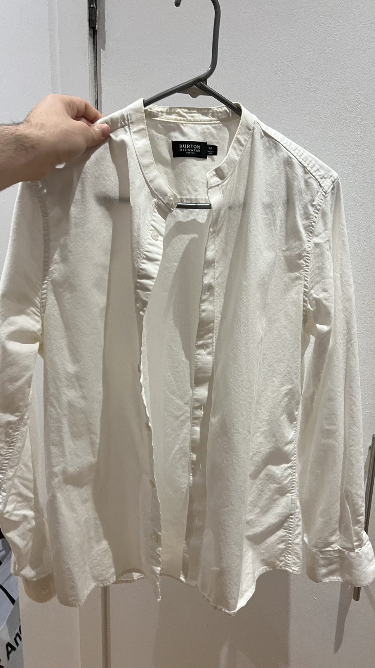 Burton London - White Mandarin Collar Button Down Shirt image indicator(3)