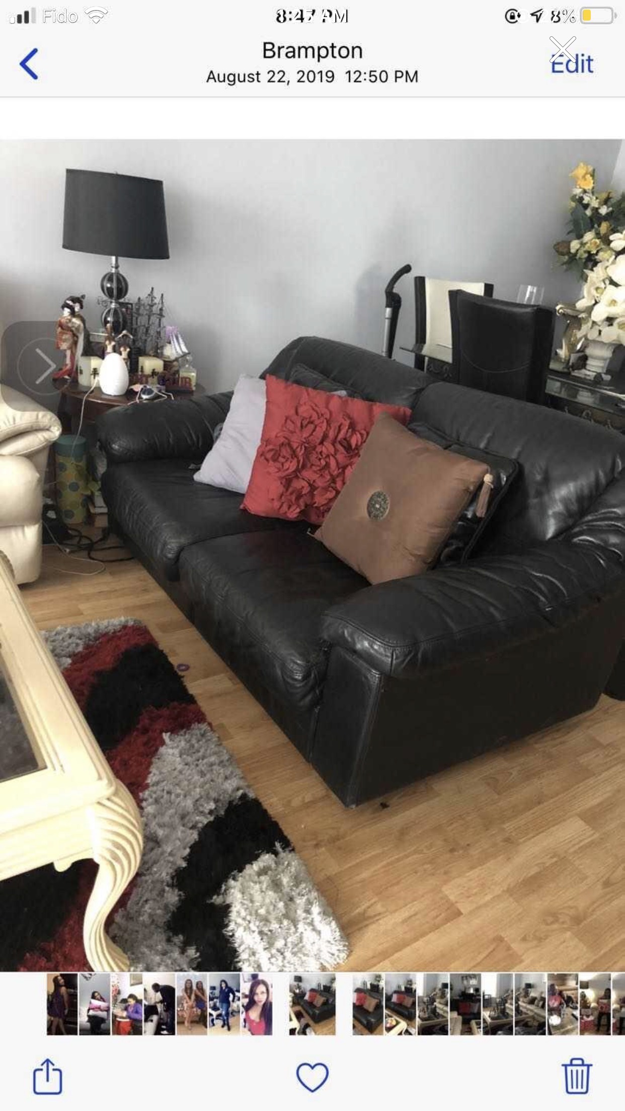 Love seat Leather sofa thumbnail