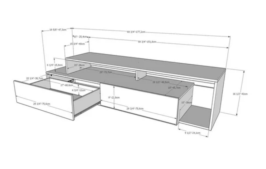 Nexera Tonik 72 inch TV Stand, Natural Maple and White image indicator(2)