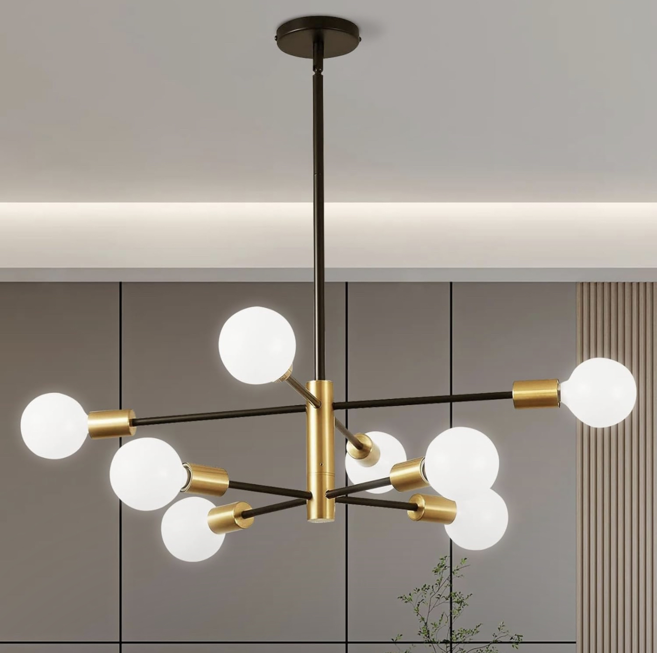 Modern 8-Light Chandeliers Ceiling Lights Gold Black Light thumbnail