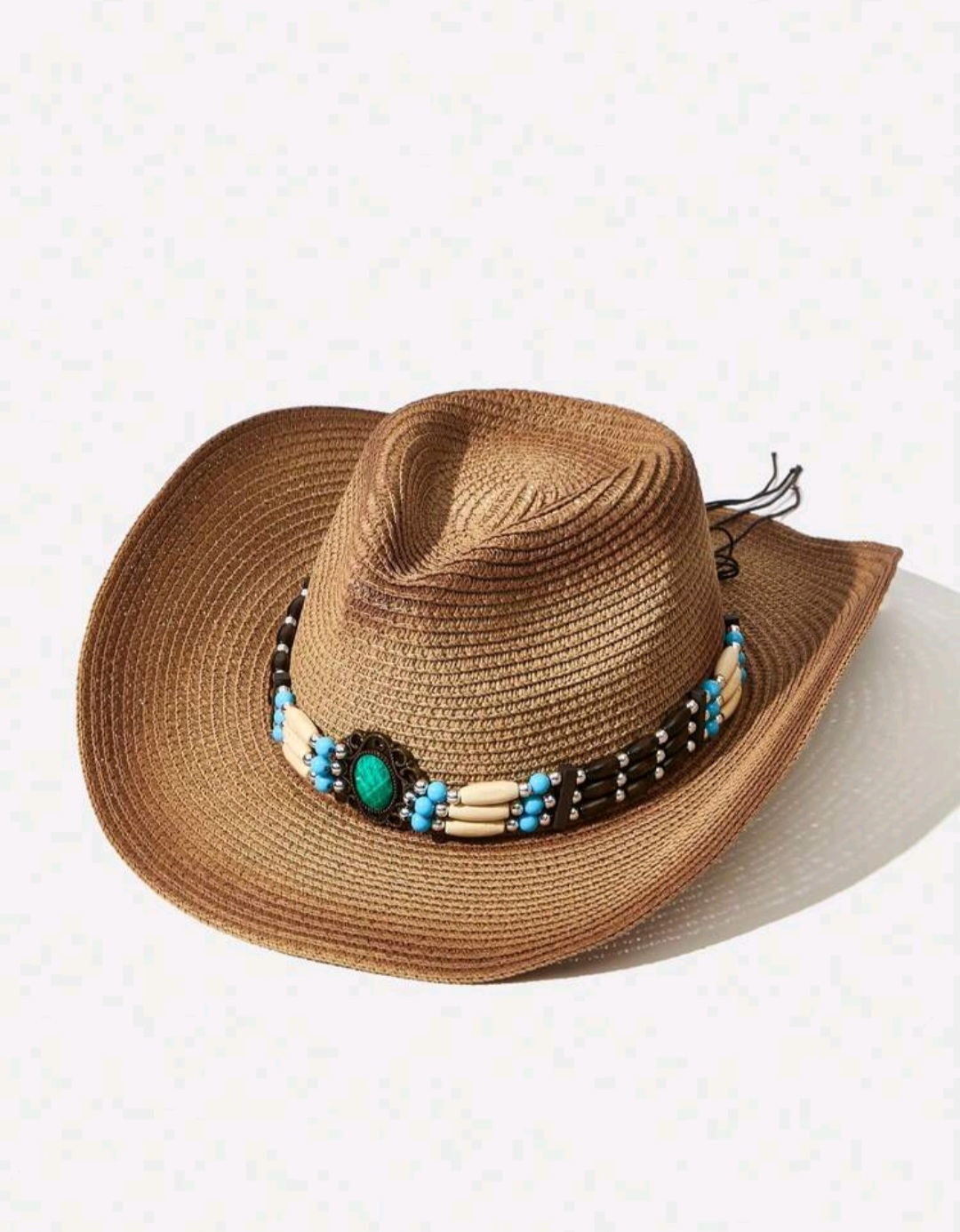 BNIB❄️ Ladies' vacation straw hat with bead decoration image indicator(3)