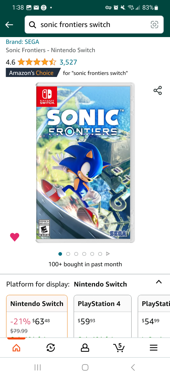 new sonic frontiers switch game thumbnail
