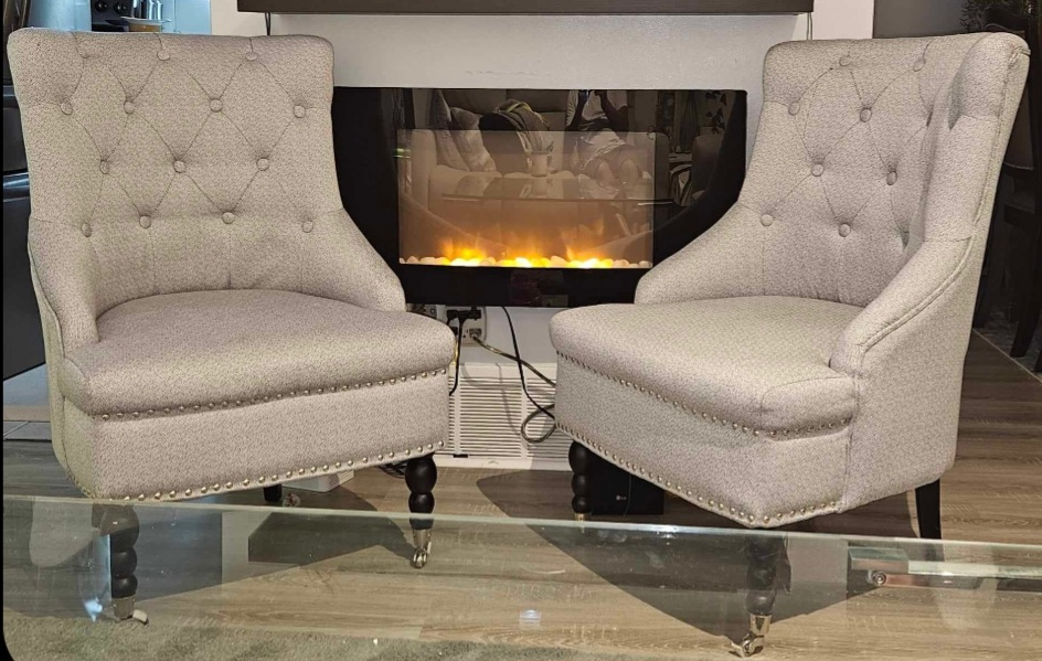 2 accent light gray chairs