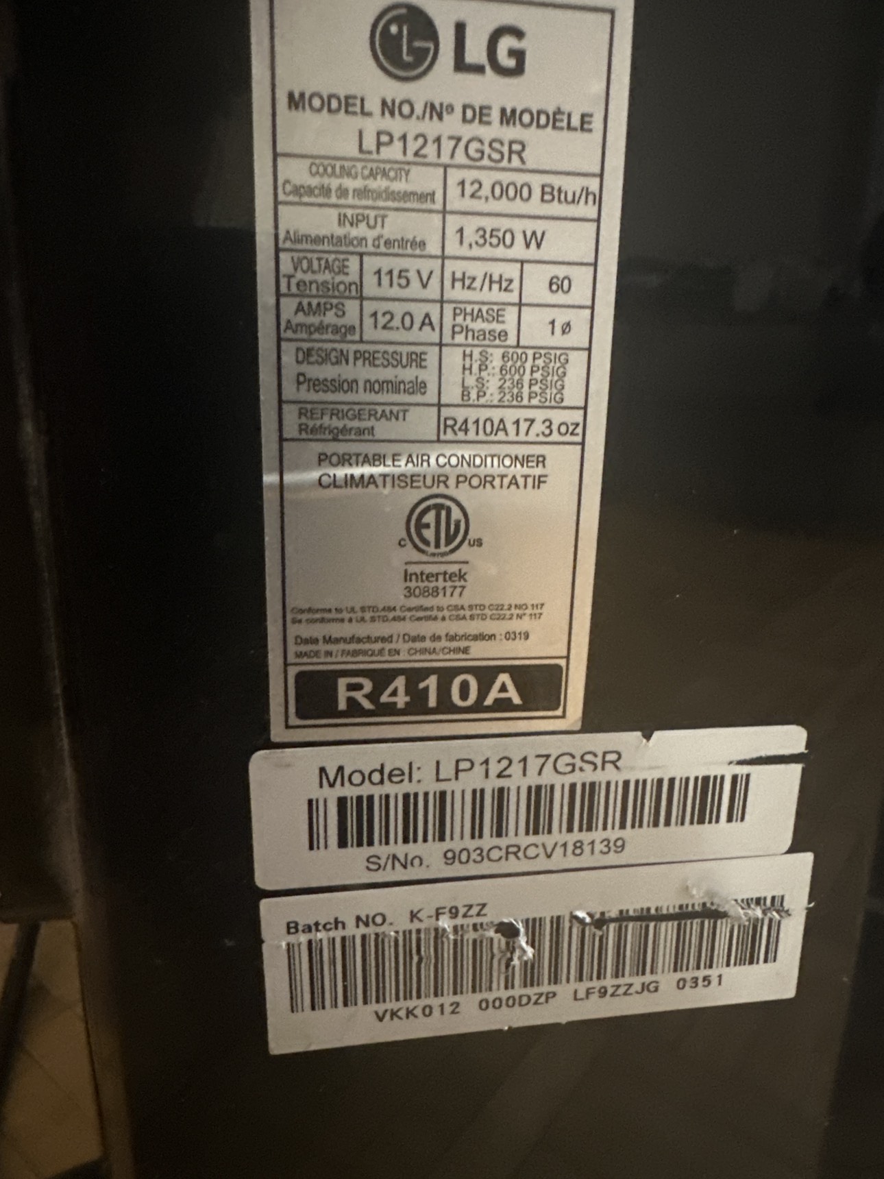 LG portable air conditioner.. - photo 3