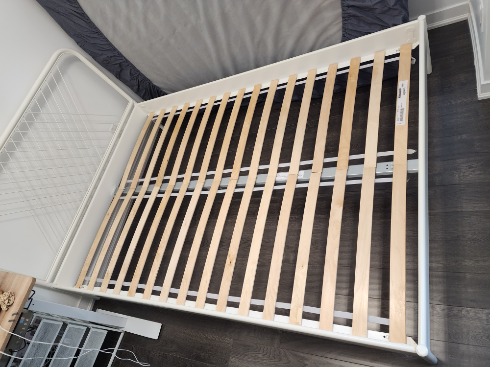 IKEA NESTTUN Full-size metal bed frame and LÜROY slats thumbnail