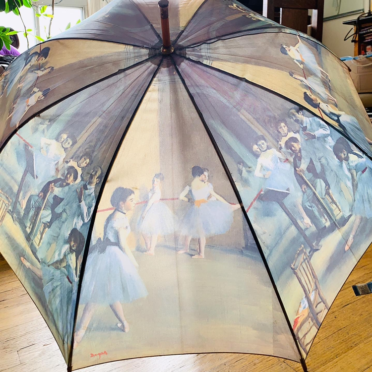 Vintage Degas “Ballet Class Painting” LARGE Dome Umbrella