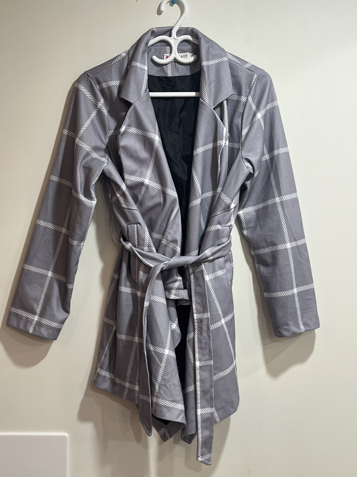 Kayaiv Asymmetric Women's Coat Belted Wrap Oversize Coat, grey image indicator(6)